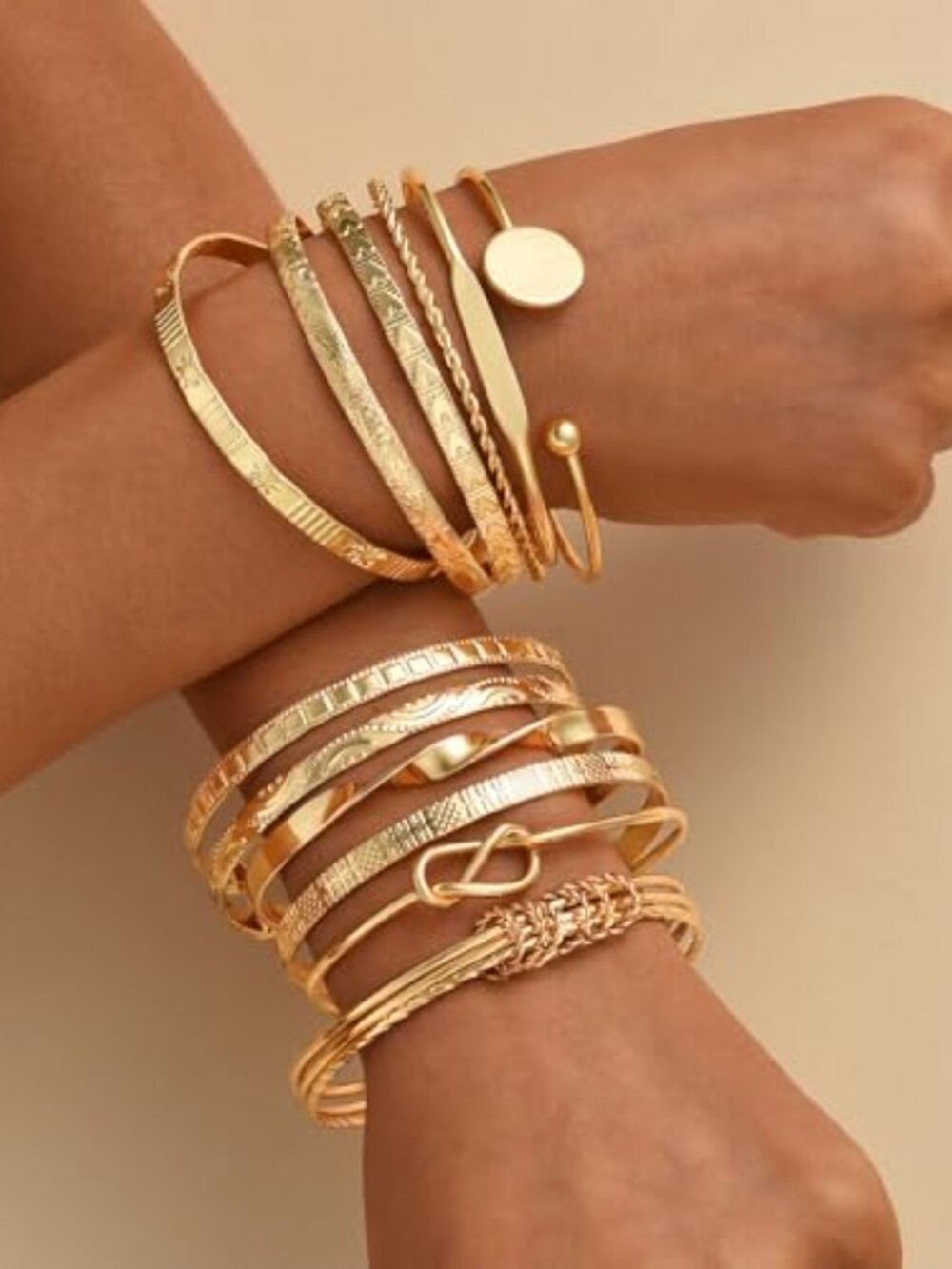 New -‎ Gold Bangle Bracelets for Women, Indian Bangles Stackable Set - Picture 2 of 3